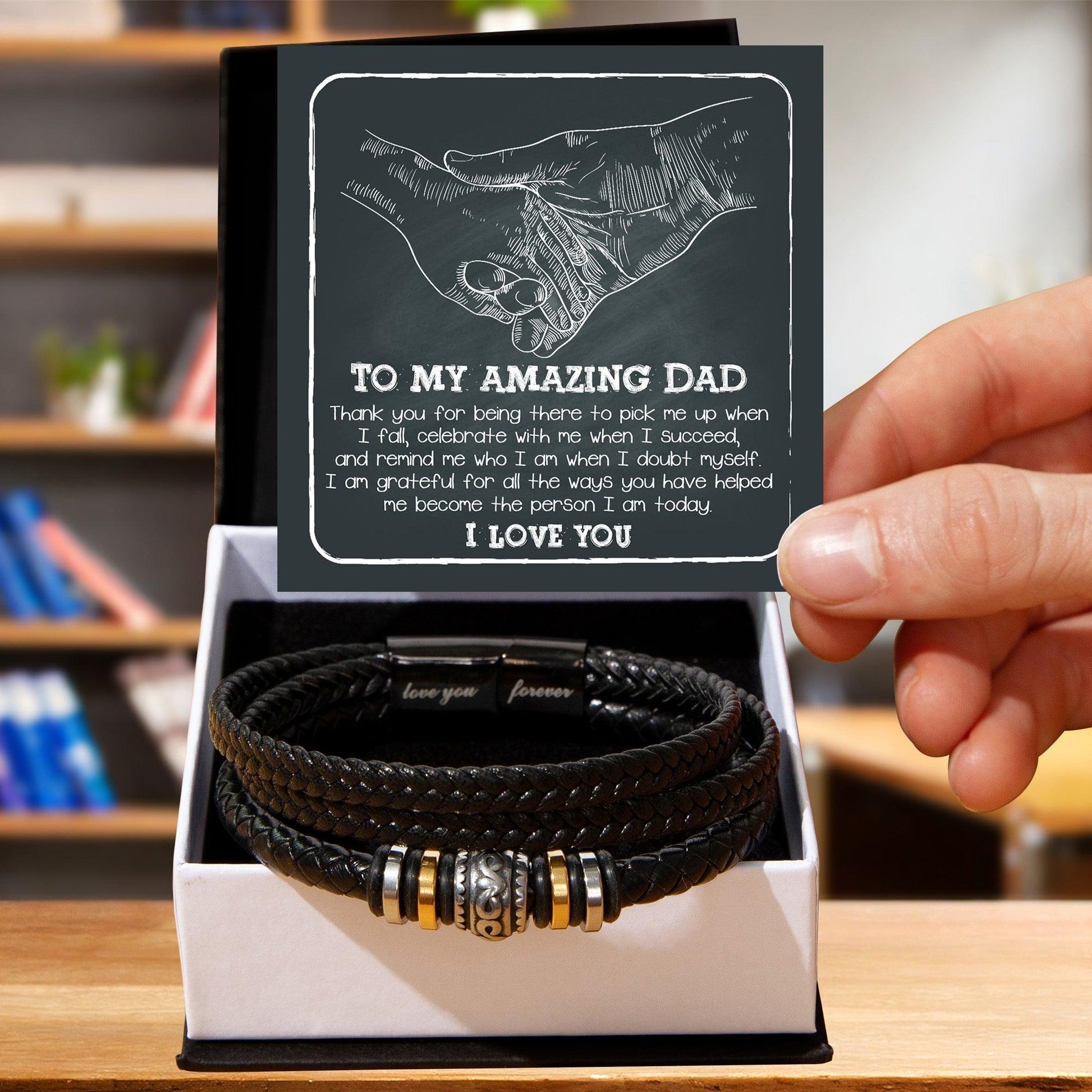 To My Amazing Dad You-Pick Me Up When I Fall Leather Bracelet Gift for Father - Mallard Moon Gift Shop