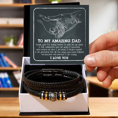 To My Amazing Dad You-Pick Me Up When I Fall Leather Bracelet Gift for Father - Mallard Moon Gift Shop