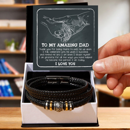 To My Amazing Dad You-Pick Me Up When I Fall Leather Bracelet Gift for Father - Mallard Moon Gift Shop
