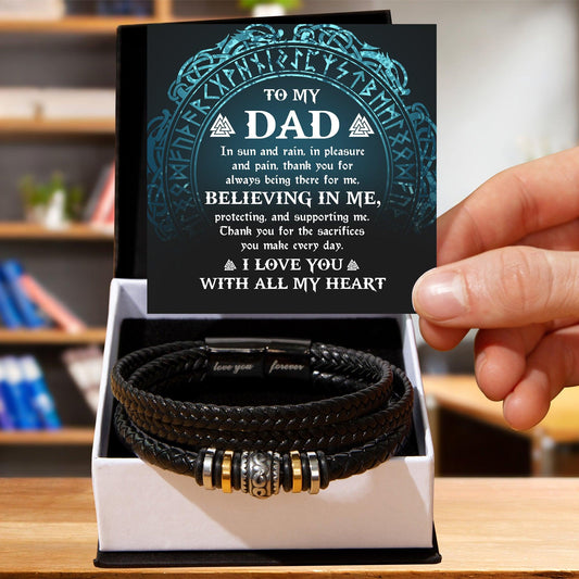 Gift for Dad - In Sun and Rain, Pleasure and Pain Men's Braided Leather Bracelet - Mallard Moon Gift Shop