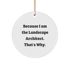 Landscape Architect Funny Gifts, Circle Ornament with 'Because I Am', White, 2.75'' Tall, Christmas Unique Gifts for Men or Women from Friends, Family, Coworkers
