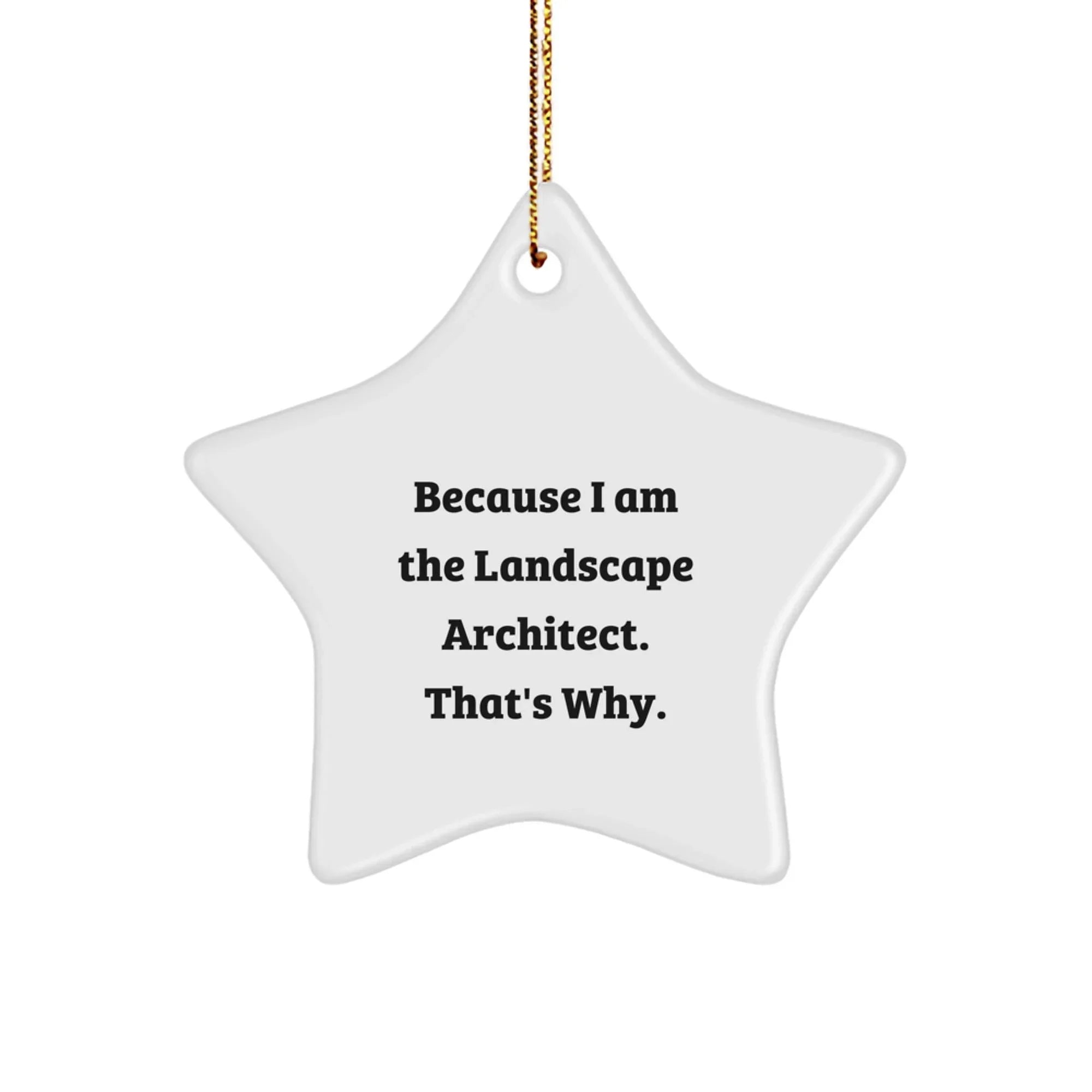 Landscape Architect Gifts from Friends, Funny Star Ornament with Quote Because I Am The Landscape Architect. That's Why., Christmas Unique Gifts for Landscape Architects
