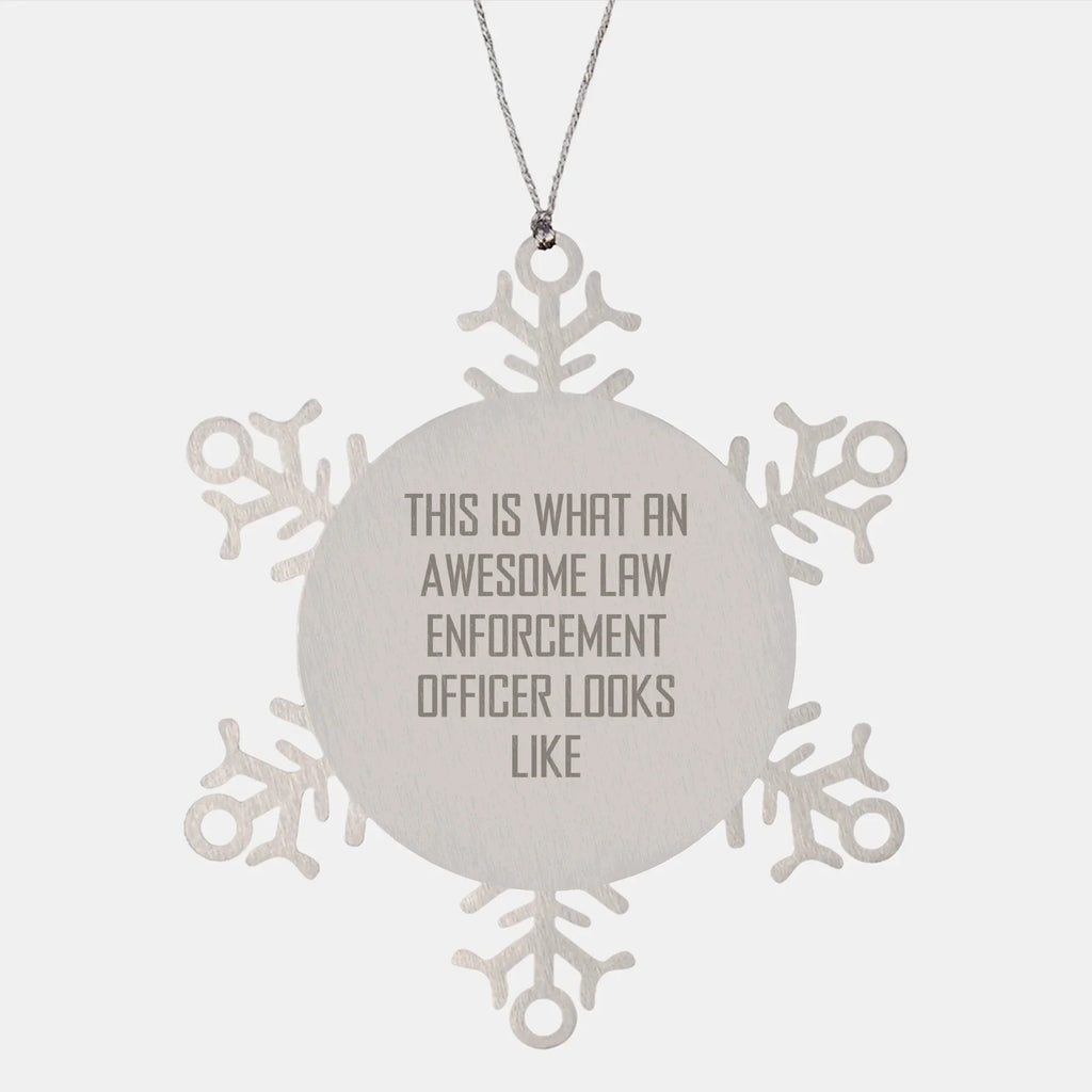 Law Enforcement Officer Gifts, Funny Snowflake Ornament, 'This Is What An Awesome Law Enforcement Officer Looks Like', Christmas Unique Gifts for Men, Women, and Friends