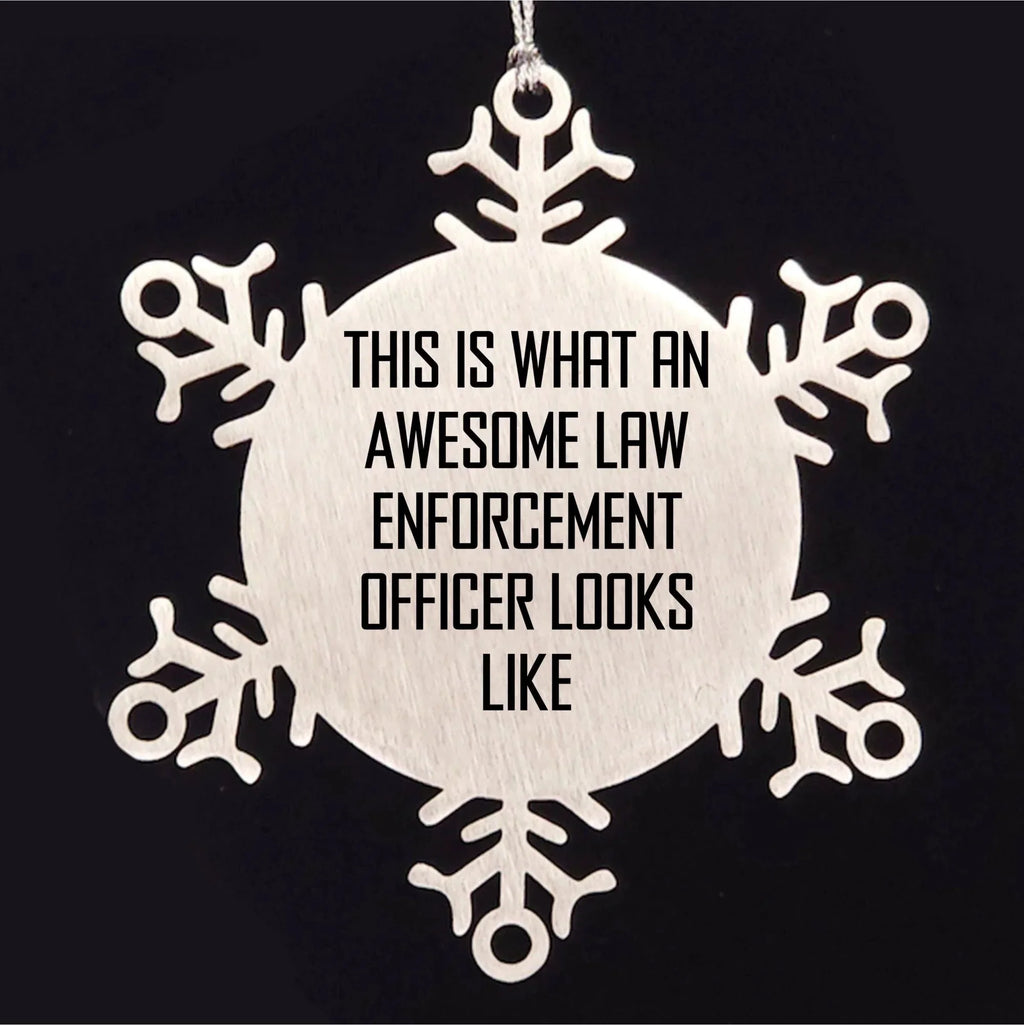 Law Enforcement Officer Gifts, Funny Snowflake Ornament, 'This Is What An Awesome Law Enforcement Officer Looks Like', Christmas Unique Gifts for Men, Women, and Friends