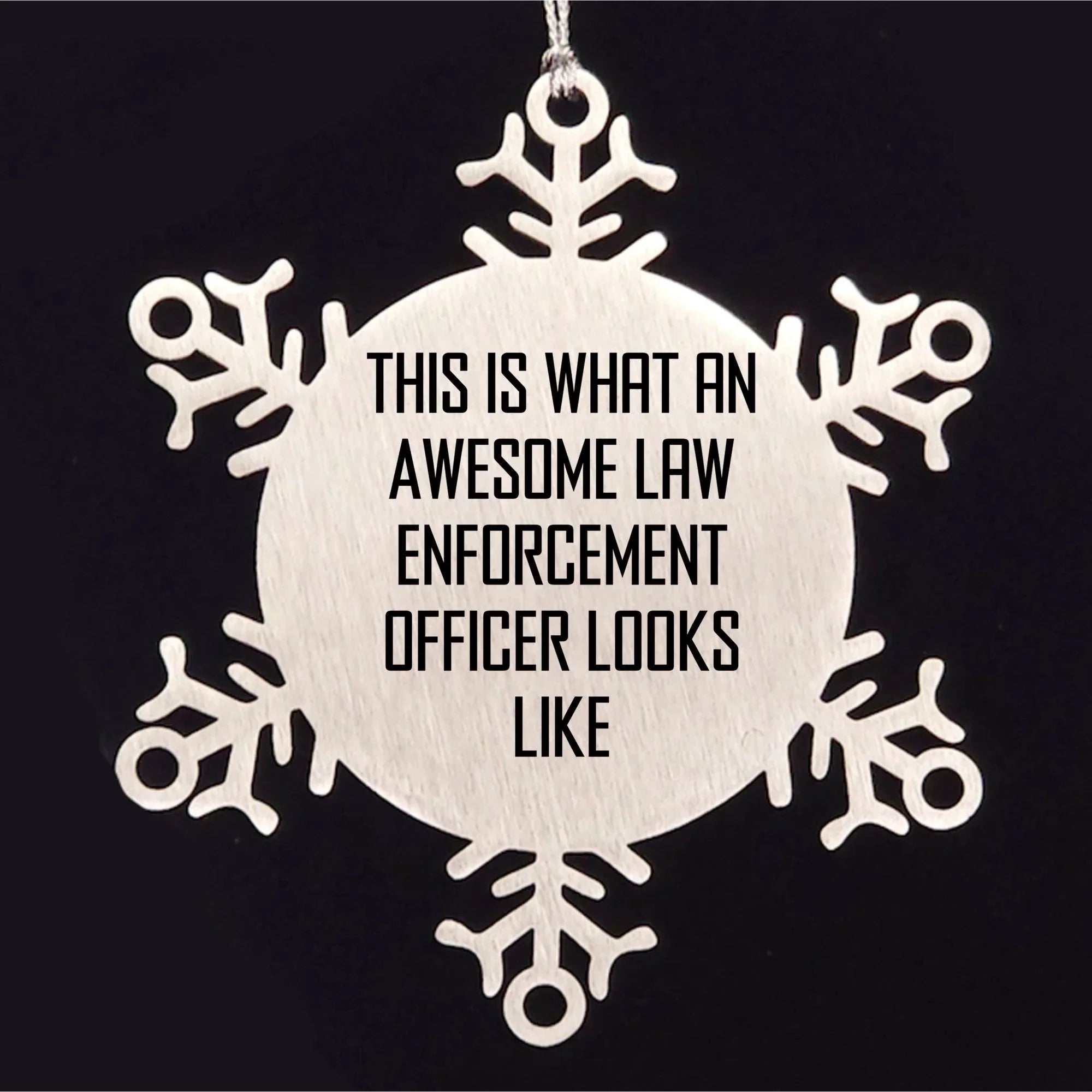 Law Enforcement Officer Gifts, Funny Snowflake Ornament, 'This Is What An Awesome Law Enforcement Officer Looks Like', Christmas Unique Gifts for Men, Women, and Friends