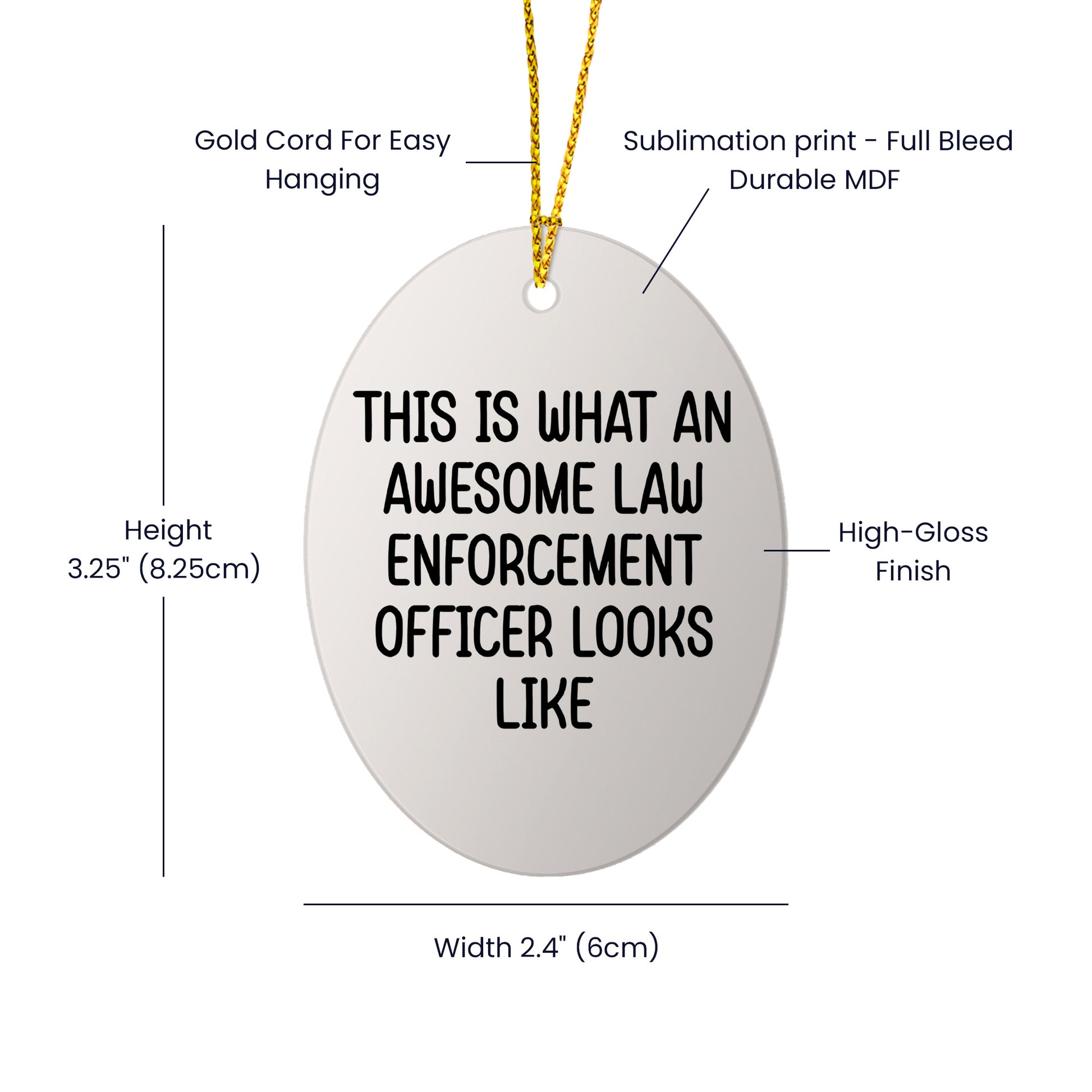 Law Enforcement Officer Gifts - This Is What An Awesome Law Enforcement Officer Looks Like, Oval, Round, Star, Heart, Snowflake Christmas Ornament Gift for Cops, Police Officers, and Law Enforcement Heroes - Mallard Moon Gift Shop