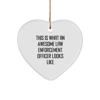 Law Enforcement Officer Gifts - This Is What An Awesome Law Enforcement Officer Looks Like, Oval, Round, Star, Heart, Snowflake Christmas Ornament Gift for Cops, Police Officers, and Law Enforcement Heroes - Mallard Moon Gift Shop