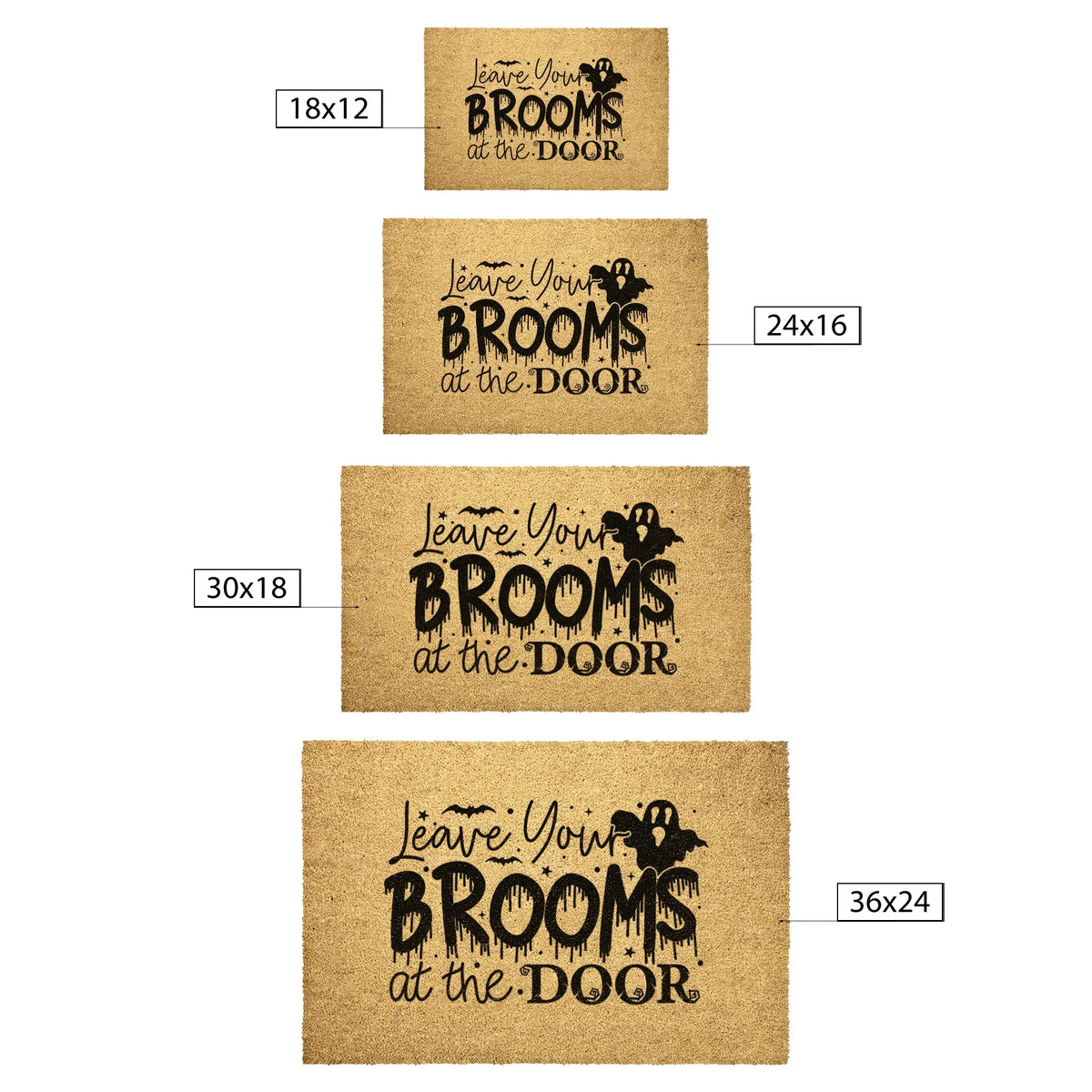 Leave Your Brooms at the Door Coir Doormat – Funny Witch Halloween Welcome Mat | Spooky Fall Front Porch Decor | Rustic Outdoor Entry Rug