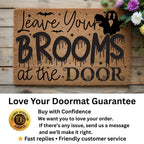 Leave Your Brooms at the Door Coir Doormat – Funny Witch Halloween Welcome Mat | Spooky Fall Front Porch Decor | Rustic Outdoor Entry Rug
