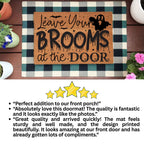 Leave Your Brooms at the Door Coir Doormat – Funny Witch Halloween Welcome Mat | Spooky Fall Front Porch Decor | Rustic Outdoor Entry Rug