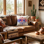 Patriotic Home Pillow with American Flag Heart – Red White Blue Throw Pillow – USA Indoor Outdoor Cushion – Farmhouse Porch Decor – Americana Accent