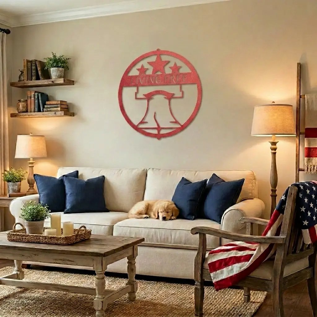 Custom Liberty Bell Metal Wall Art Patriotic Decor Made in USA Steel Sign Indoor Outdoor Americana Wall Hanging