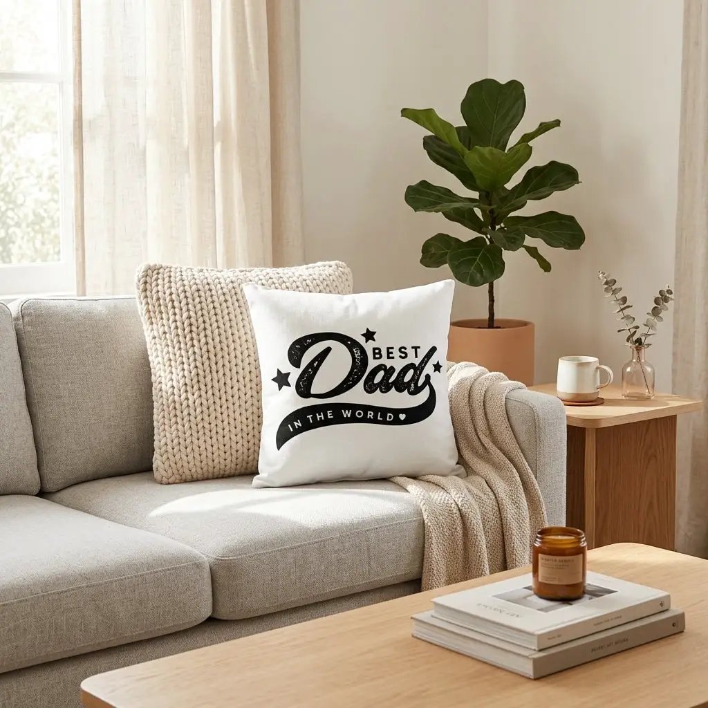 Best Dad in the World Indoor/Outdoor Throw Pillow | Father's Day Gift for Dad | Decorative Cushion for Home, Porch & Patio