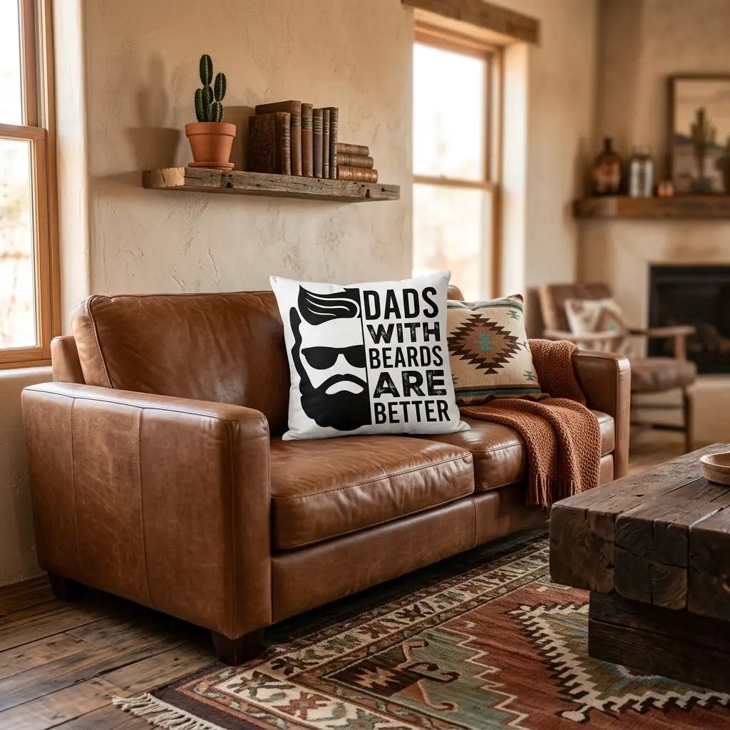 Dads With Beards Are Better Throw Pillow, Funny Beard Dad Gift, Indoor Outdoor Decorative Cushion, Father's Day Pillow for Dad