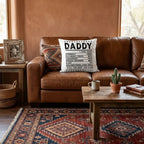 Dad Nutrition Facts Indoor/Outdoor Throw Pillow | Funny Father's Day Pillow | Dad Gift Cushion | Patio & Home Decor