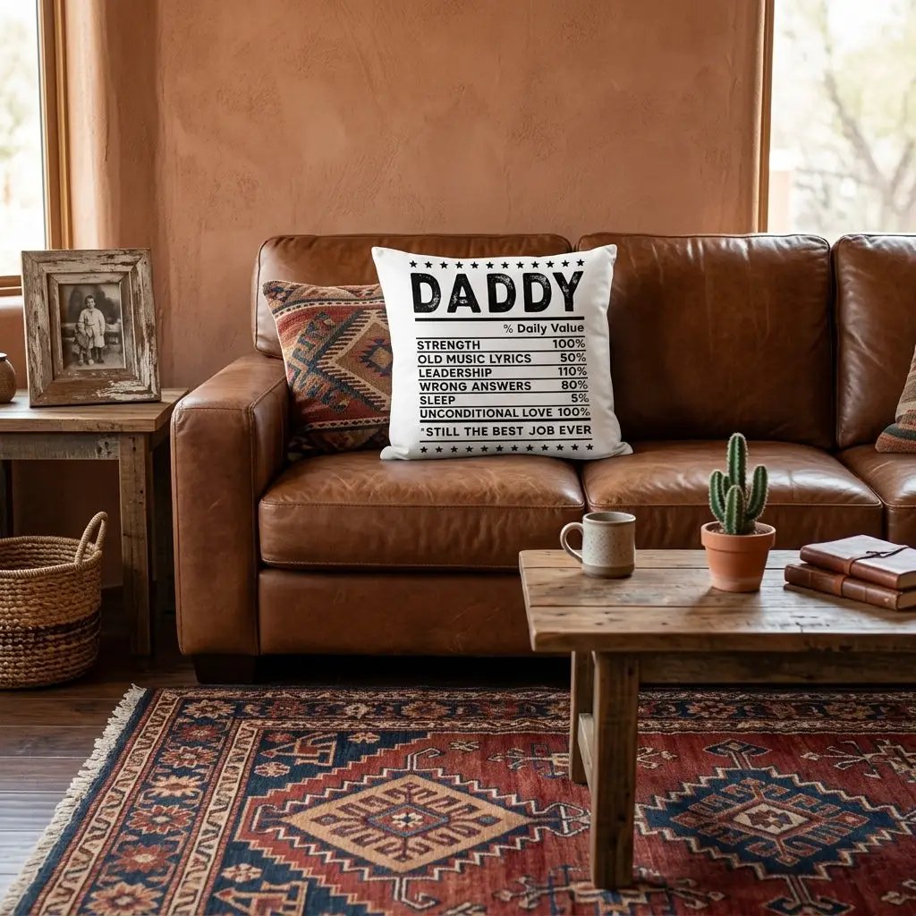 Dad Nutrition Facts Indoor/Outdoor Throw Pillow | Funny Father's Day Pillow | Dad Gift Cushion | Patio & Home Decor