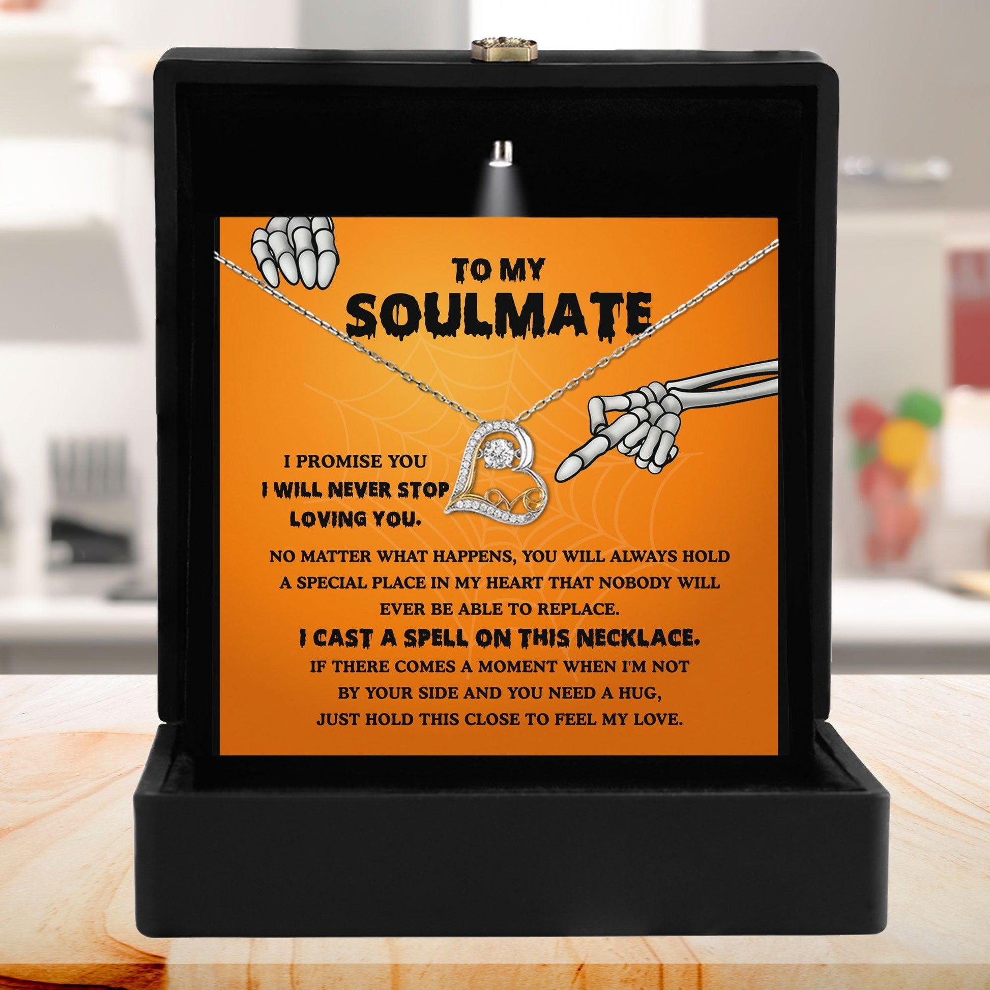 Soulmate-Never Stop Loving Halloween Love Dancing Heart Necklace - Mallard Moon Gift Shop
