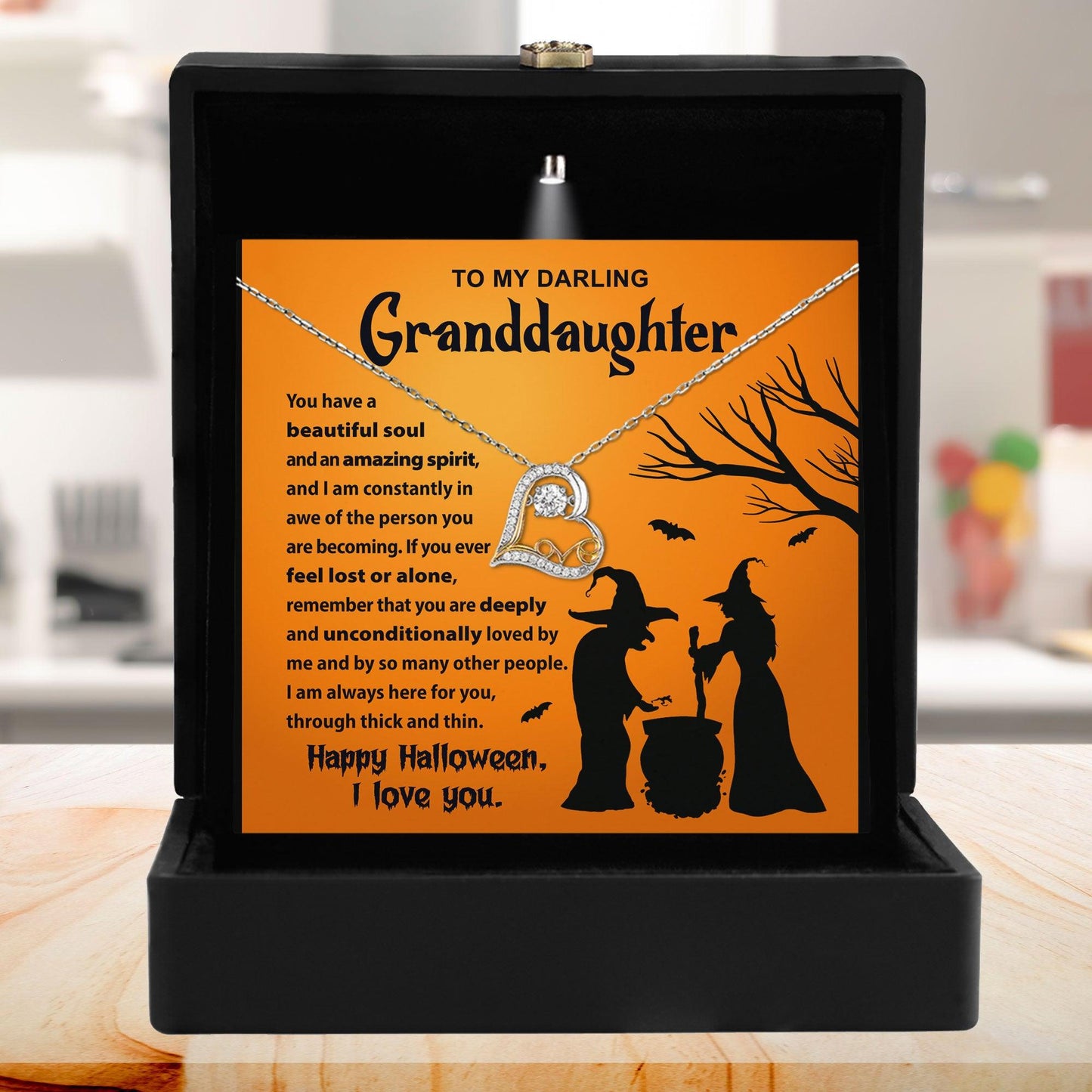 Granddaughter Halloween Inspired - Beautiful Soul Love Dancing Heart Necklace - Mallard Moon Gift Shop