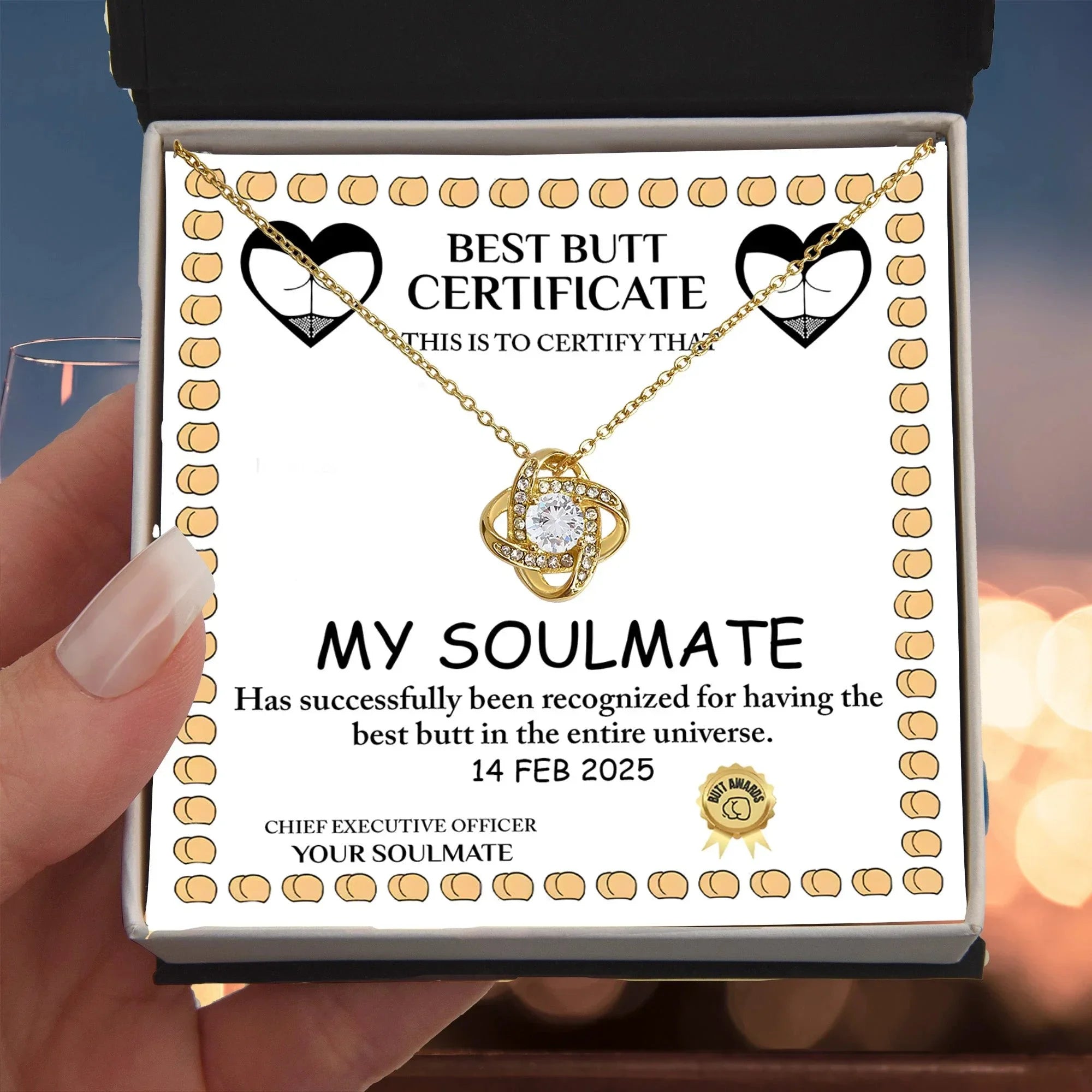 Best Butt & Endless Love Certified! Funny Love Knot Necklace Valentine's Day Gift
