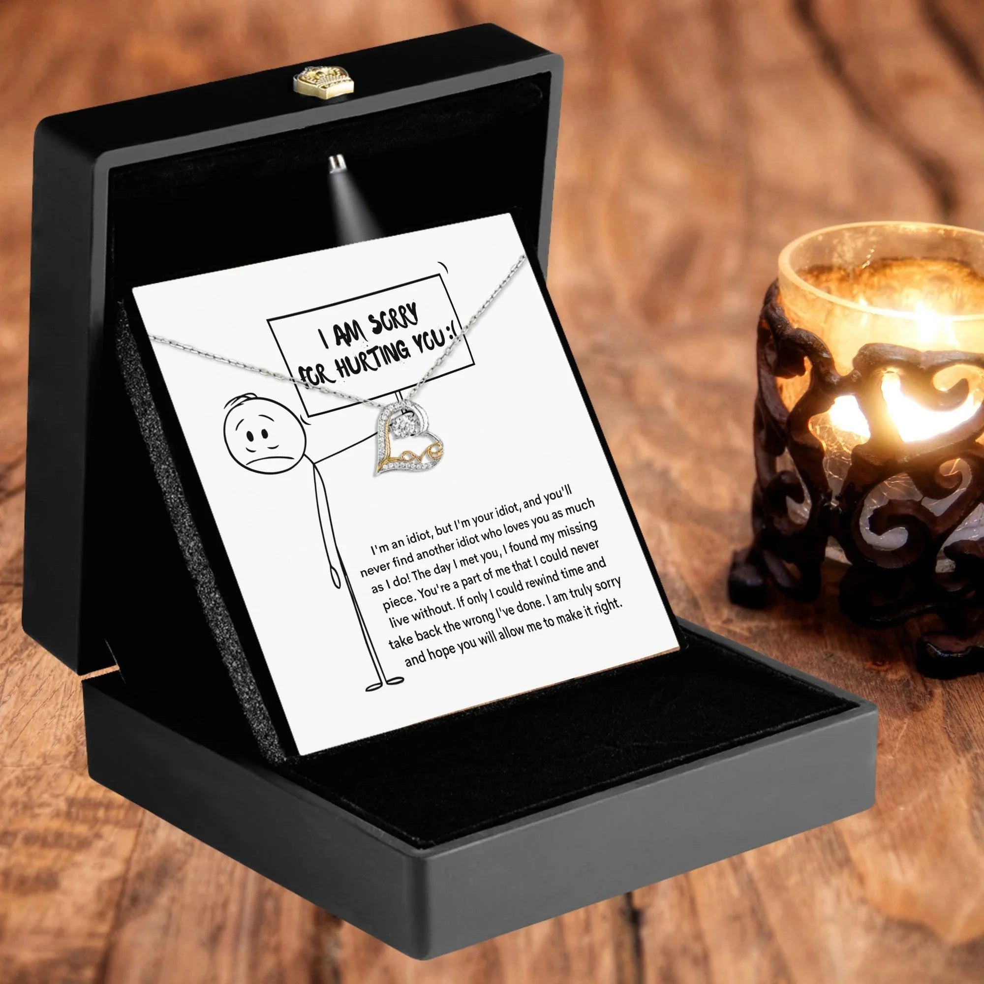 Apology Gift for Girlfriend, Wife, Soulmate - Sorry, Missing Piece - Love Dancing Heart Pendant Necklace