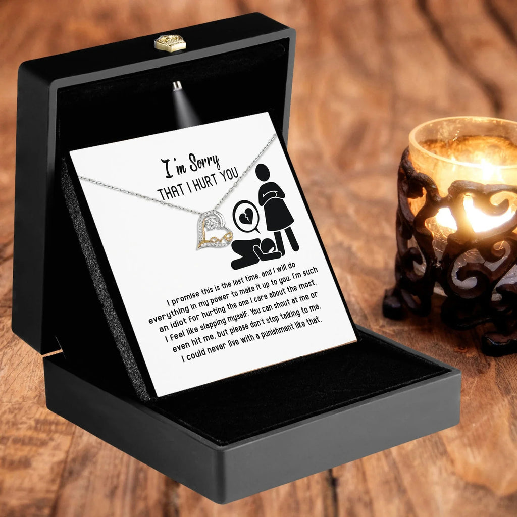 Apology Gift for Girlfriend, Wife, Soulmate - Sorry, Please Don't Stop Talking - Love Dancing Heart Pendant Necklace