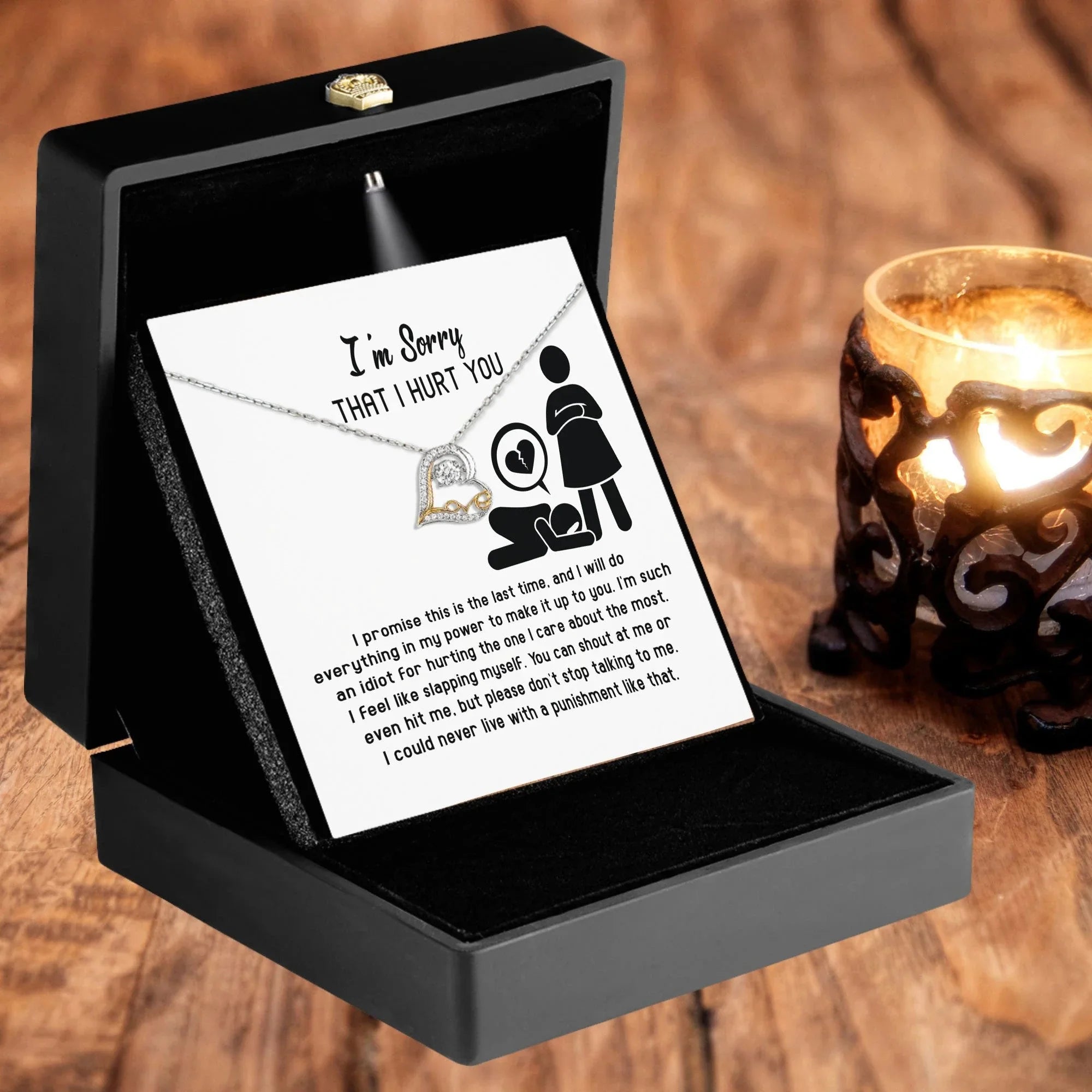 Apology Gift for Girlfriend, Wife, Soulmate - Sorry, Please Don't Stop Talking - Love Dancing Heart Pendant Necklace