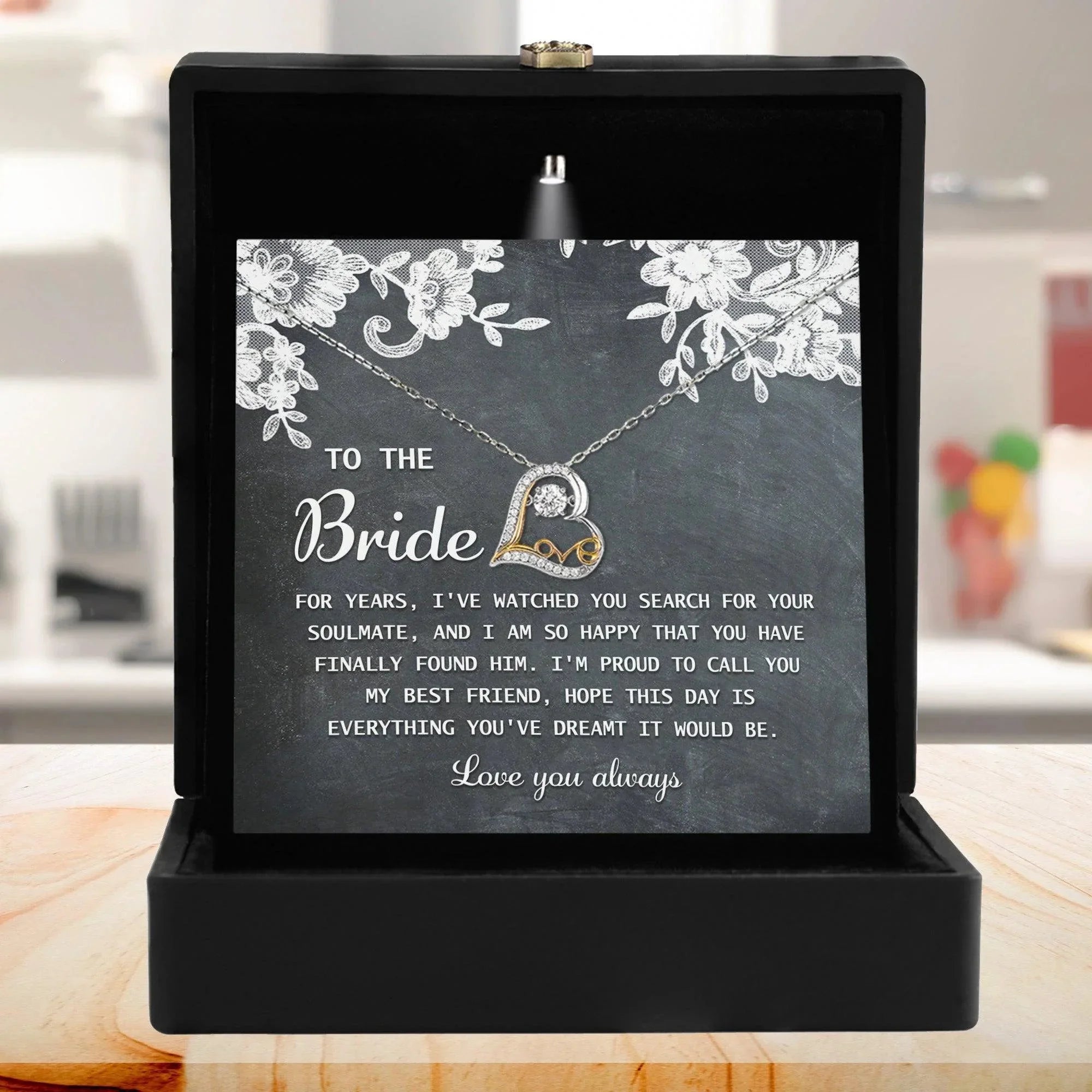 Bride Wedding Day Gift - My Best Friend - Love Dancing Heart Pendant Necklace