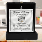 Bridesmaid Wedding Day Gift - Award Of Honor Thank You Card with Love Dancing Heart Pendant Necklace