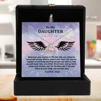 Daughter Gift for Birthday, Christmas, Graduation - Brave And Strong - Love Dancing Heart Pendant Necklace