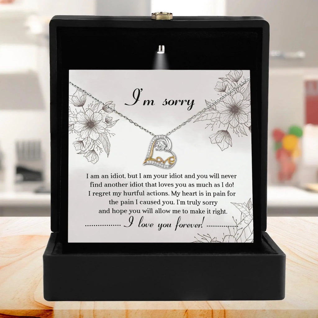 Apology Gift for Her - Sorry For The Pain I Caused You - Love Dancing Heart Pendant Necklace