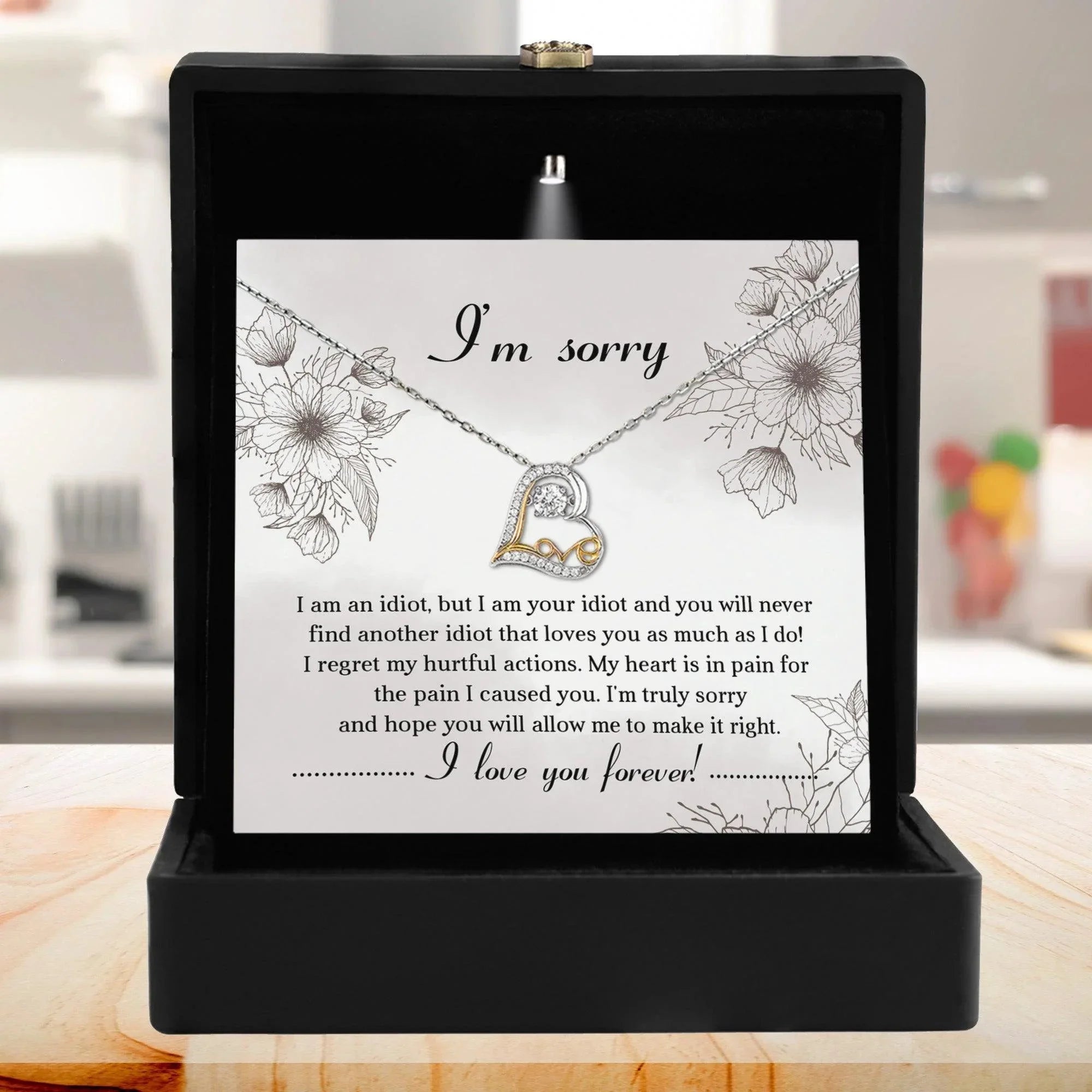 Apology Gift for Her - Sorry For The Pain I Caused You - Love Dancing Heart Pendant Necklace