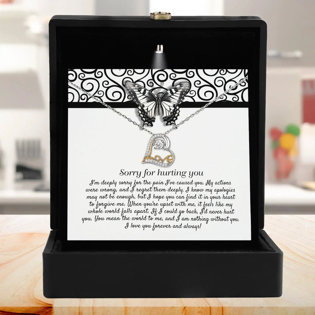 Apology Gift - Sorry for Hurting You - I am Nothing Without You - Love Dancing Heart Pendant Necklace