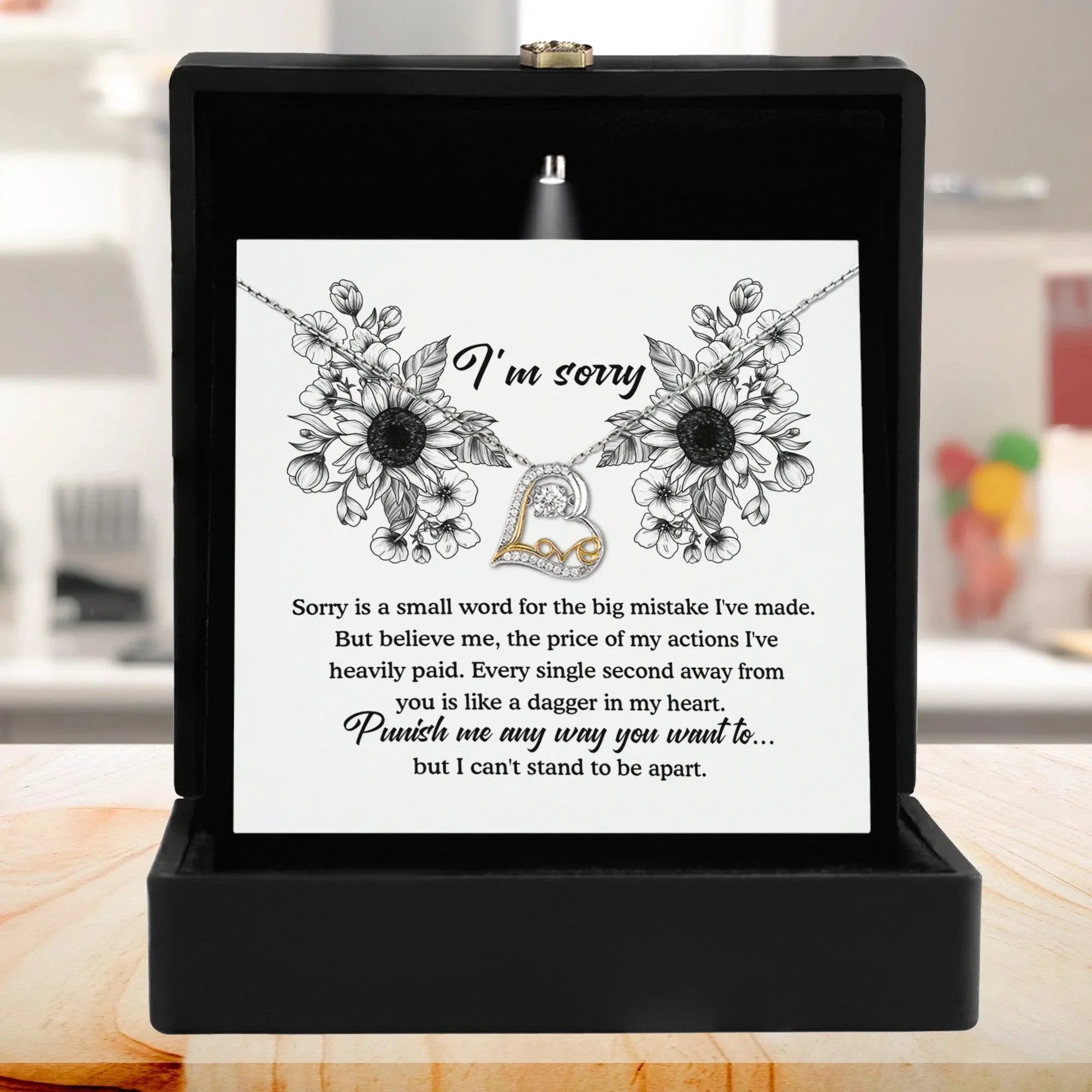 Apology Gift - Sorry is a Small Word for the Big Mistake - Love Dancing Heart Pendant Necklace