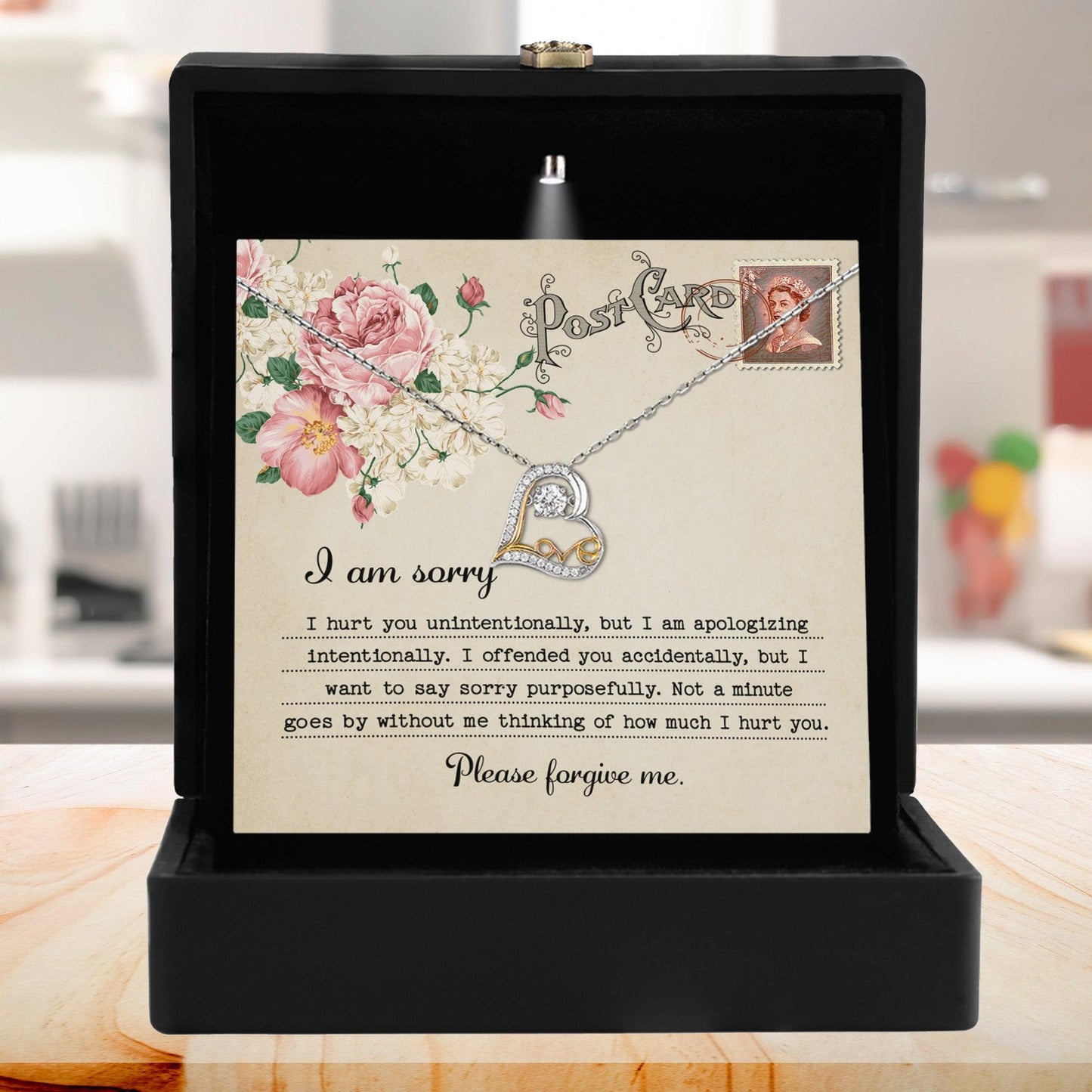 Forgive Me Gift - Sorry I Hurt You, I am Apologizing Intentionally - Love Dancing Heart Pendant Necklace - Mallard Moon Gift Shop