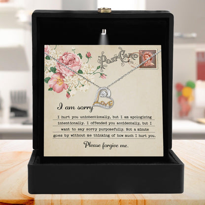 Forgive Me Gift - Sorry I Hurt You, I am Apologizing Intentionally - Love Dancing Heart Pendant Necklace - Mallard Moon Gift Shop