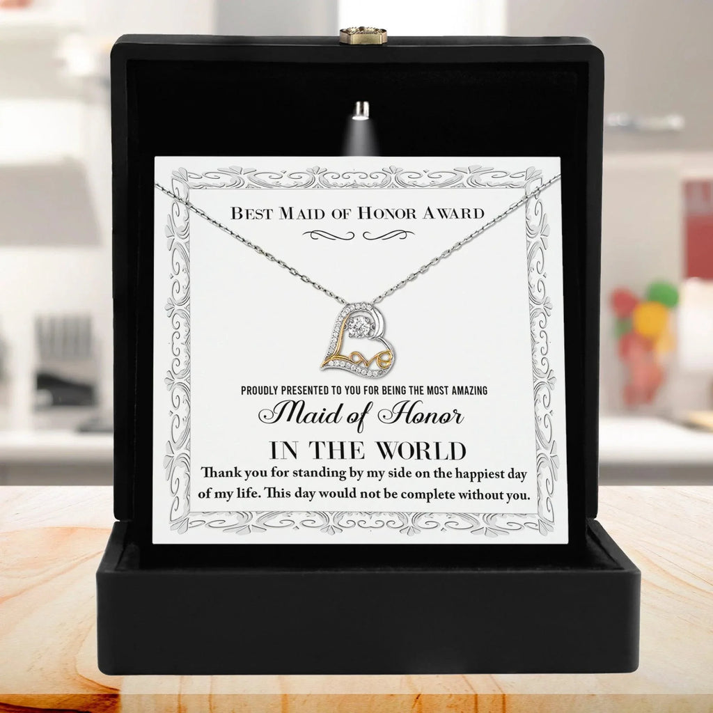 Maid of Honor Wedding Day Gift -Thank You Happiest Day Of My Life - Love Dancing Love Pendant Necklace