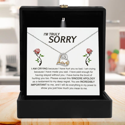 Apology Gift for Girlfriend, Wife, Soulmate - Sorry, Made You Sad - Love Dancing Heart Pendant Necklace - Mallard Moon Gift Shop