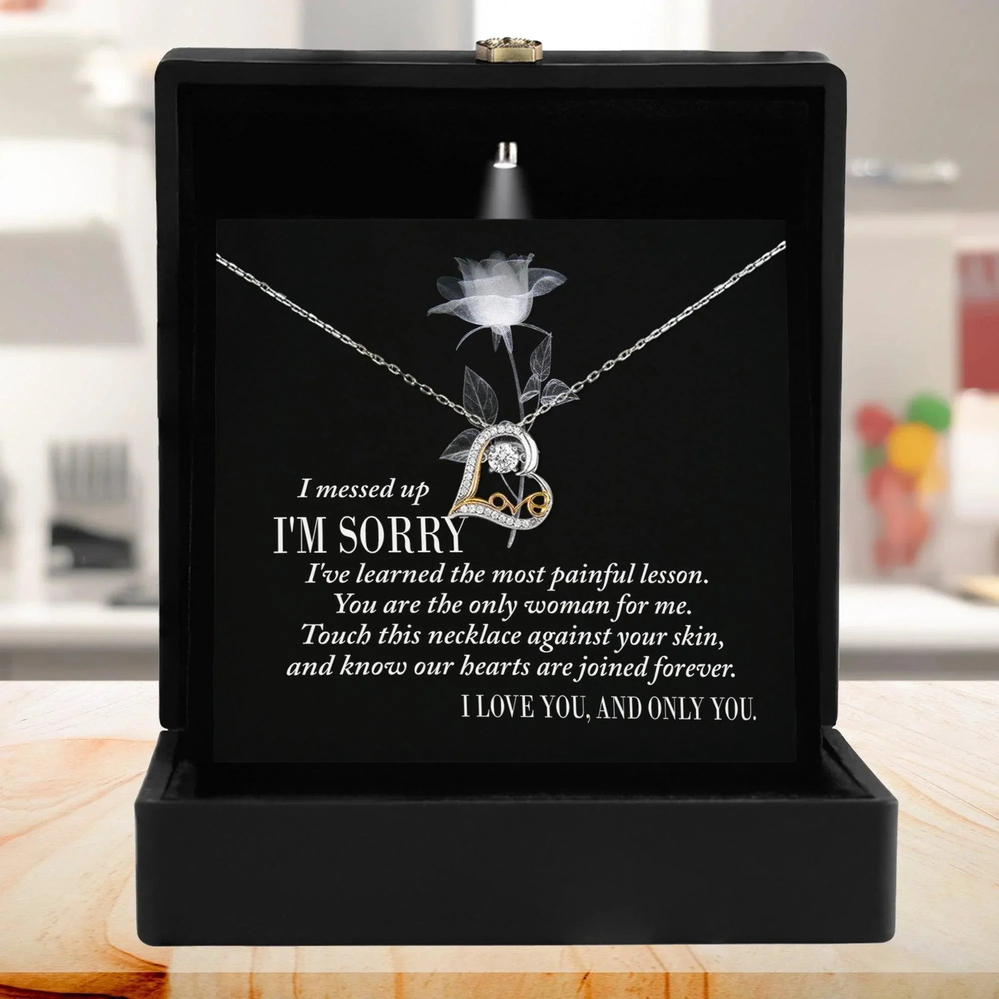 Apology Gift for Girlfriend, Wife, Soulmate - Sorry, Painful Lesson - Love Dancing Heart Pendant Necklace