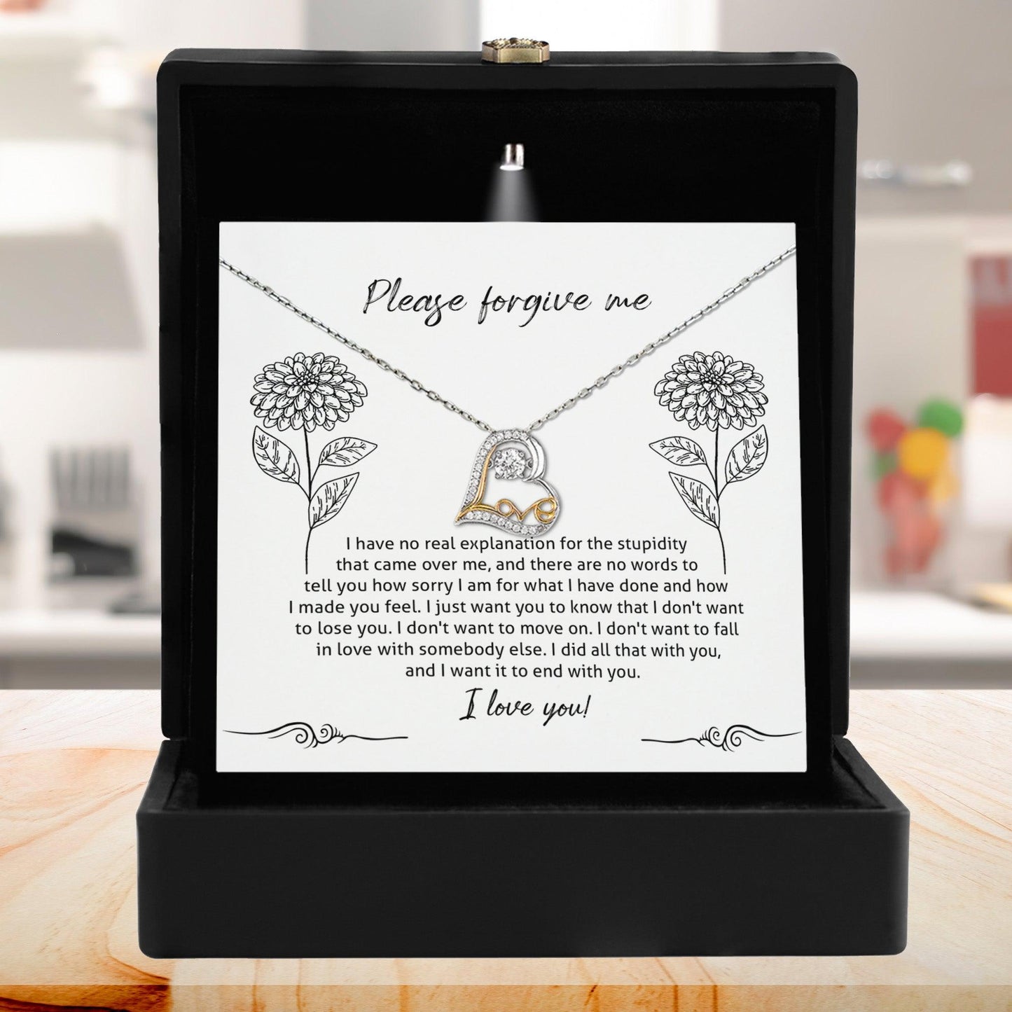 Apology Gift for Girlfriend, Wife, Soulmate - Sorry, Real Explanation - Love Dancing Heart Pendant Necklace - Mallard Moon Gift Shop