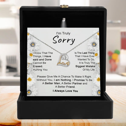 Apology Gift for Girlfriend, Wife, Soulmate - I’m Truly Sorry - Love Dancing Heart Pendant Necklace - Mallard Moon Gift Shop