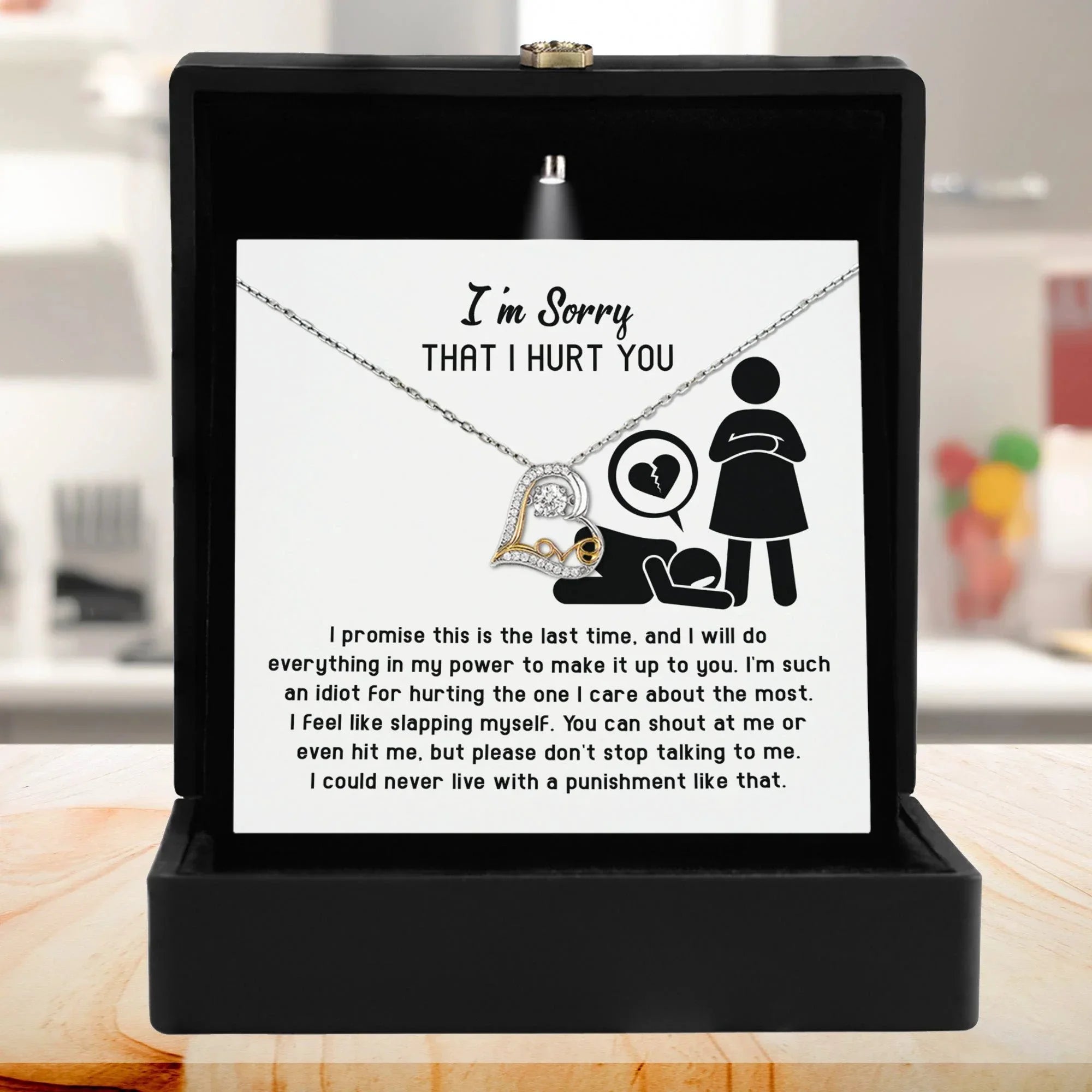 Apology Gift for Girlfriend, Wife, Soulmate - Sorry, Please Don't Stop Talking - Love Dancing Heart Pendant Necklace