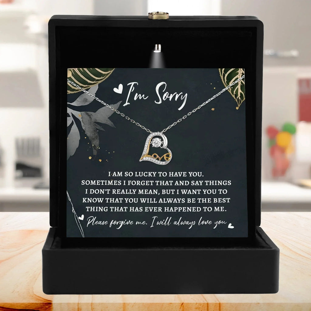 Apology Gift for Girlfriend, Wife, Soulmate - Sorry, The Best Thing - Love Dancing Heart Pendant Necklace