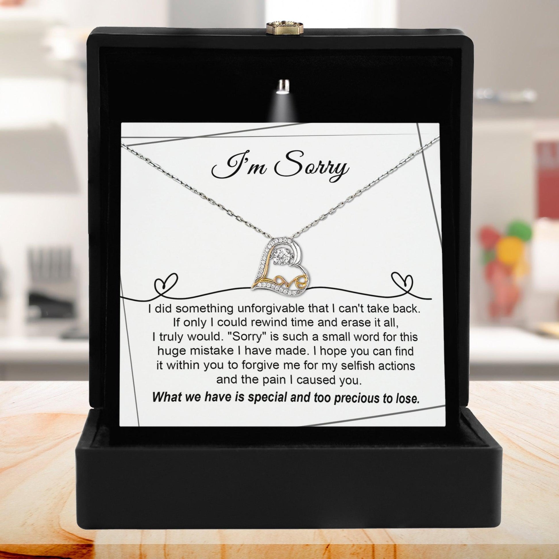 Apology Gift for Girlfriend, Wife, Soulmate - I'm Sorry, Forgive Me for the Pain I Caused You  - Love Heart Pendant Necklace - Mallard Moon Gift Shop