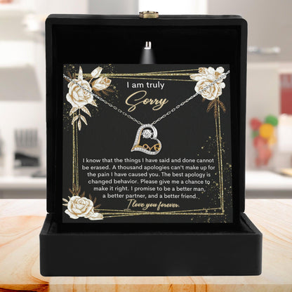 Apology Gift for Girlfriend, Wife, Soulmate - Sorry, Cannot Be Erased - Love Heart Pendant Necklace - Mallard Moon Gift Shop
