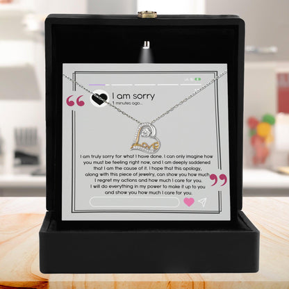Apology Gift for Girlfriend, Wife, Soulmate - Sorry, I Care For You - Love Heart Pendant Necklace - Mallard Moon Gift Shop