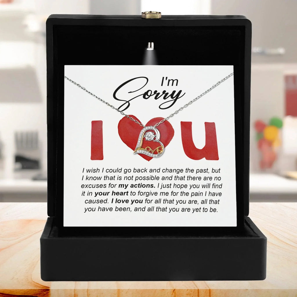 Gift for Girlfriend, Wife - Sorry, Change The Past - Love Dancing Heart Pendant Necklace