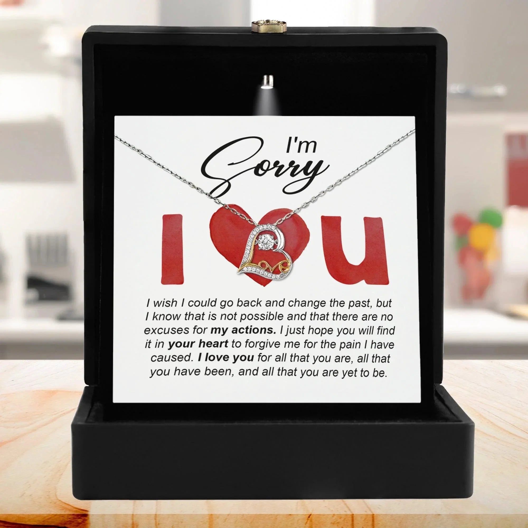 Gift for Girlfriend, Wife - Sorry, Change The Past - Love Dancing Heart Pendant Necklace