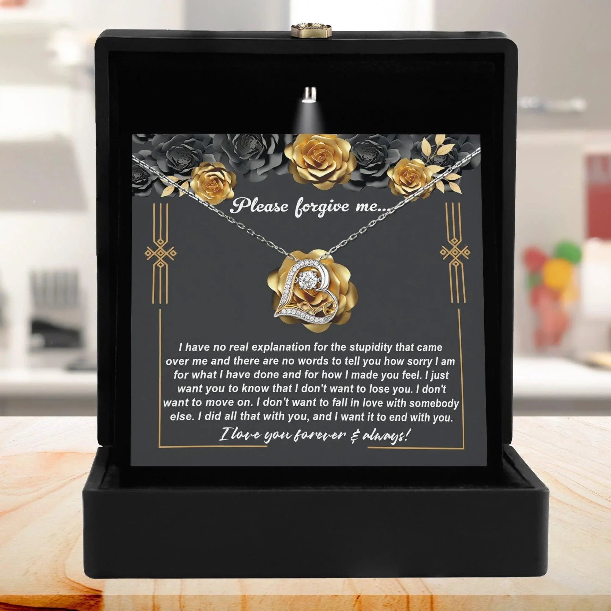 Apology Gift for Girlfriend, Wife, Soulmate - Sorry, End With You - Love Heart Pendant Necklace