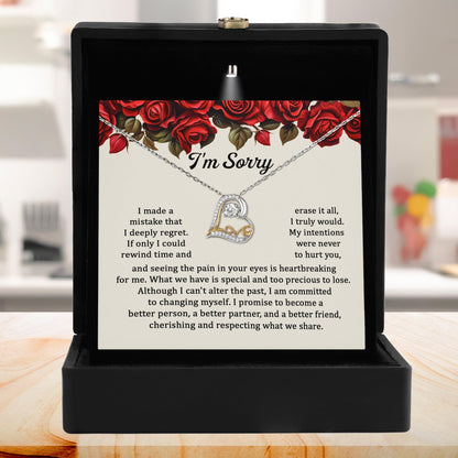 Apology Gift for Girlfriend, Wife - Sorry, Precious To Lose - Love Heart Pendant Necklace - Mallard Moon Gift Shop