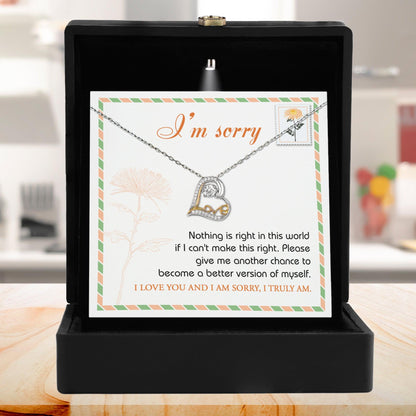 Apology Gift for Girlfriend, Wife, Soulmate - Sorry, Another Chance - Love Heart Pendant Necklace - Mallard Moon Gift Shop